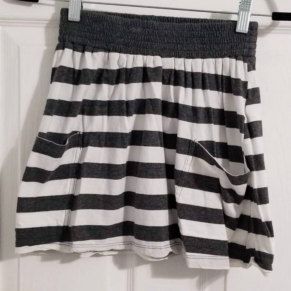 Gray and White Striped Skirt W/ Pockets- 2 For $10